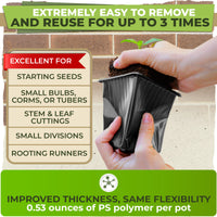 Thumbnail for These plastic seedling pots boast flexibility for easy plant removal and durability that withstands accidental impacts. 