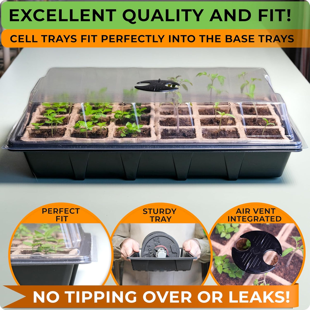 Seed Starter Tray Kit - 5 x Seed Starting Trays with Humidity Dome (120 Cells Total), Labels and Tools - Seedling Starter Trays Plant Germination Trays - Mini Greenhouse Cloning Kit | CARPATHEN