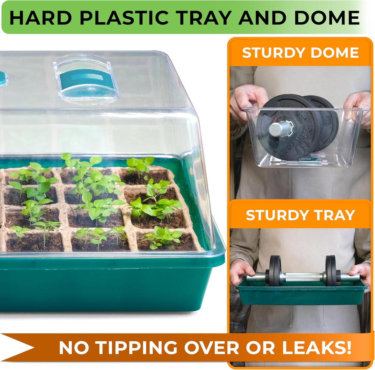 Seed Starter Tray - Seed Starting Tray with Humidity Dome and 48 Peat Pots for Seedlings - Plant Germination Trays Plant Starter Kit and Base Mini Greenhouse Germination Kit | CARPATHEN