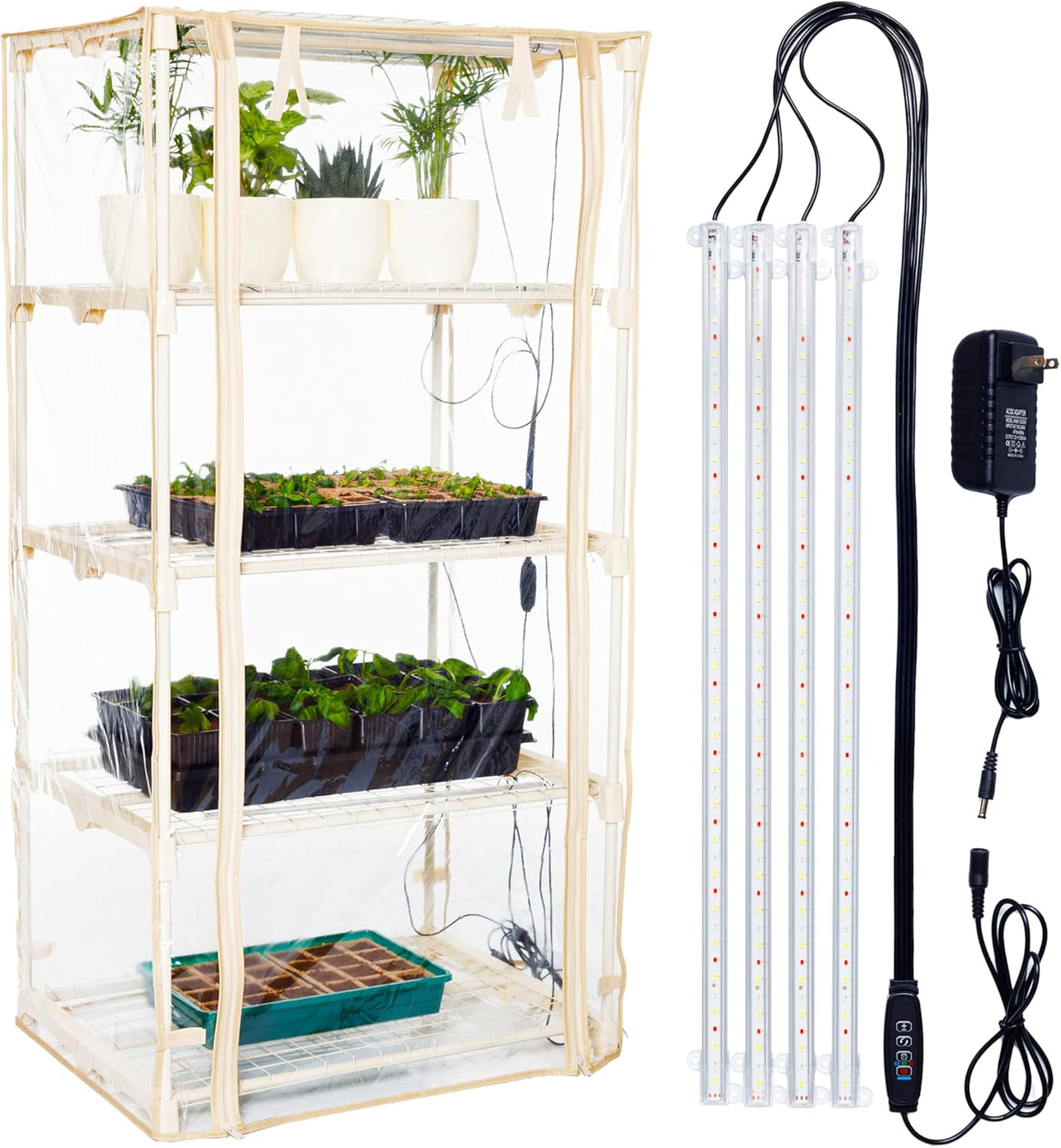 Four-Strip LED Grow Light - 20” Full Spectrum, High PPFD, Even Light Distribution for Indoor Plants, Seedlings & Multi-Shelf Growing | Carpathen